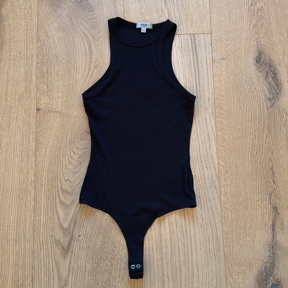 Agolde Tops - AGOLDE Rianne Ribbed Bodysuit Black Women’s XS High Neck Racerback